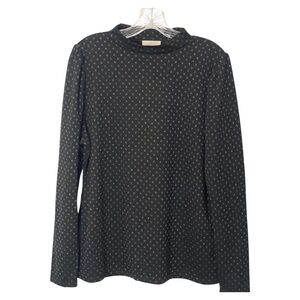 LOFT Dark Blouse with Subtle White Dots